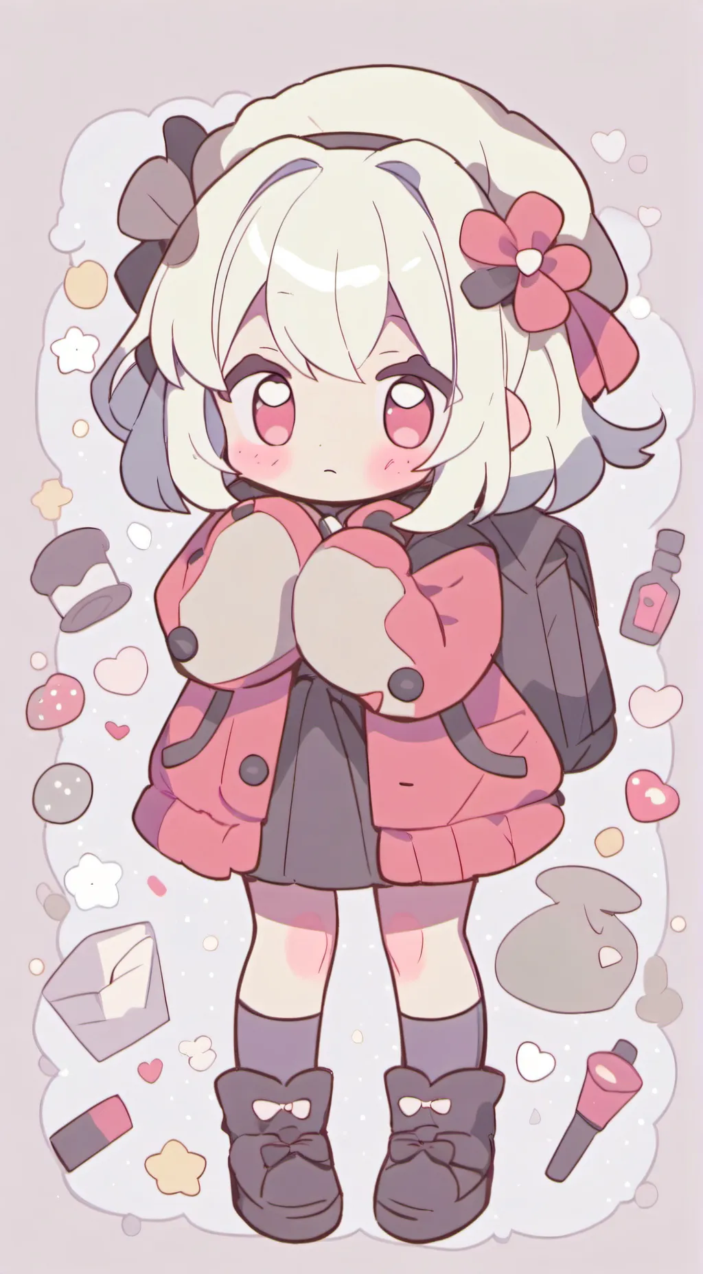ai character: Chibi snowflake background