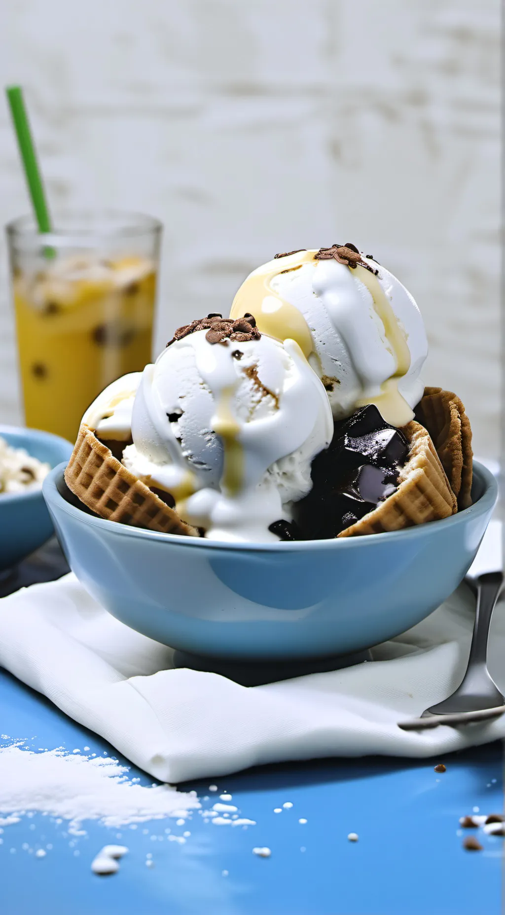 ai character: ice cream  background