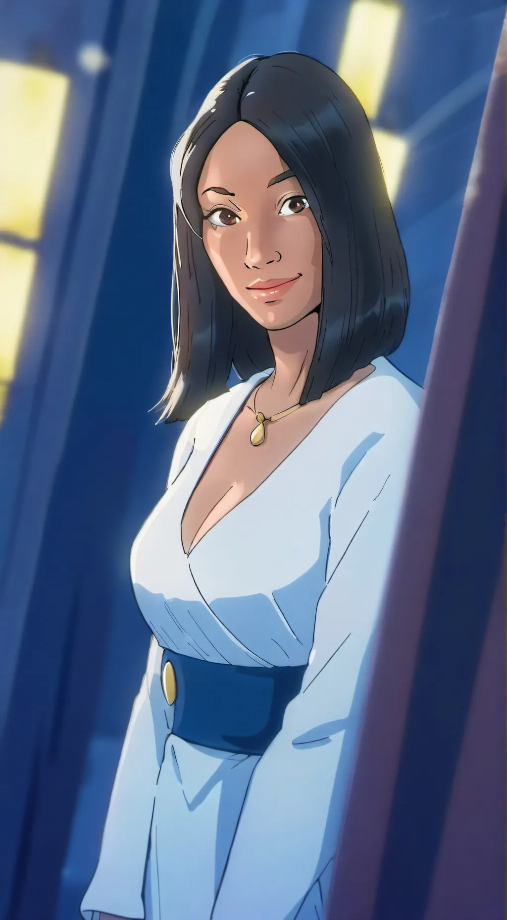 ai character: Leigh White background