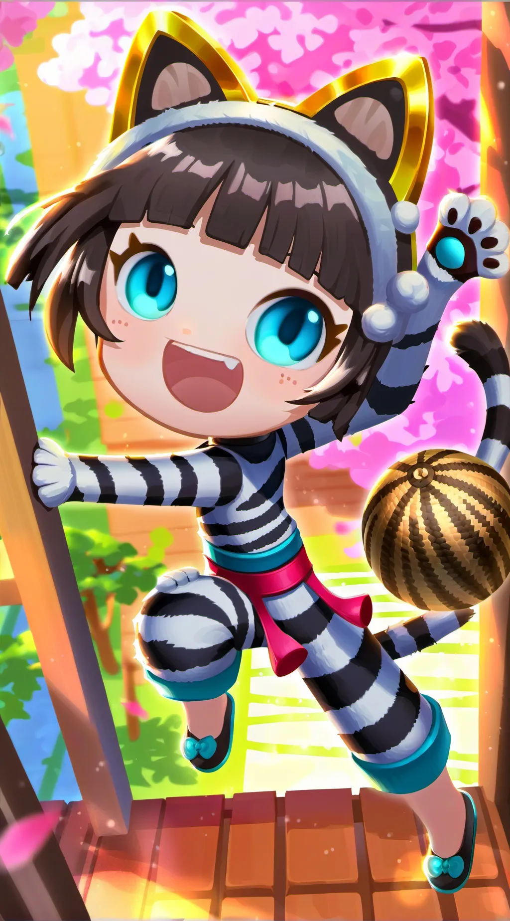 ai character: Zebra Cat Furry background