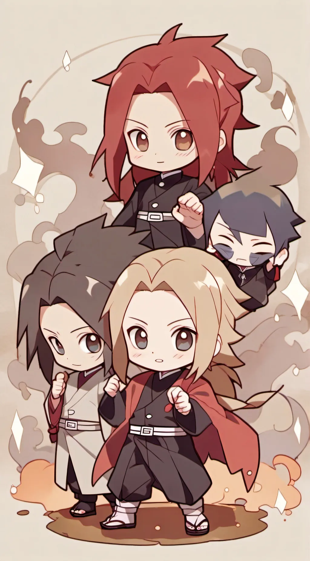 ai character: DeidaraSasorItachi background