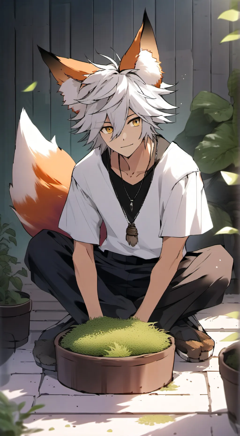 ai character: Digging Spirit Fox Furry background