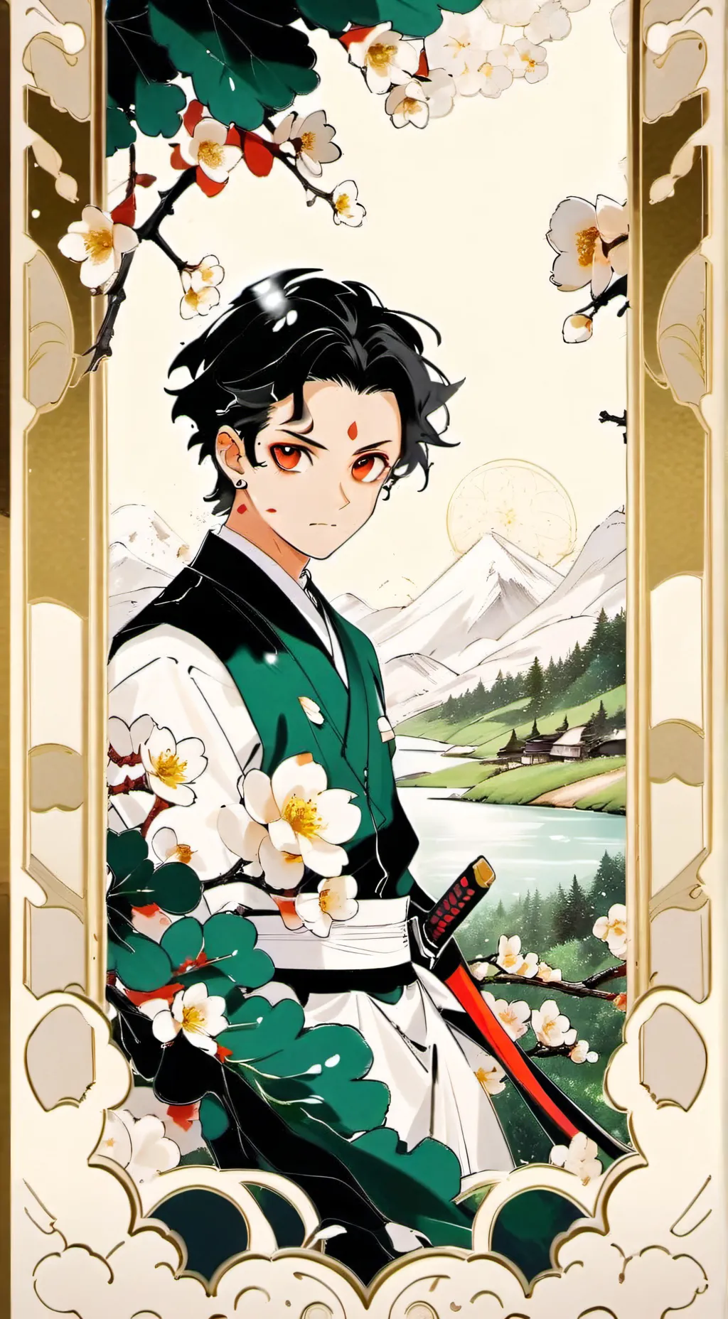 ai character: Kny road trip  background