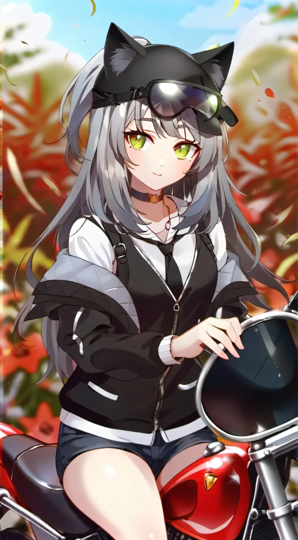 ai character: cat girlfriend  background