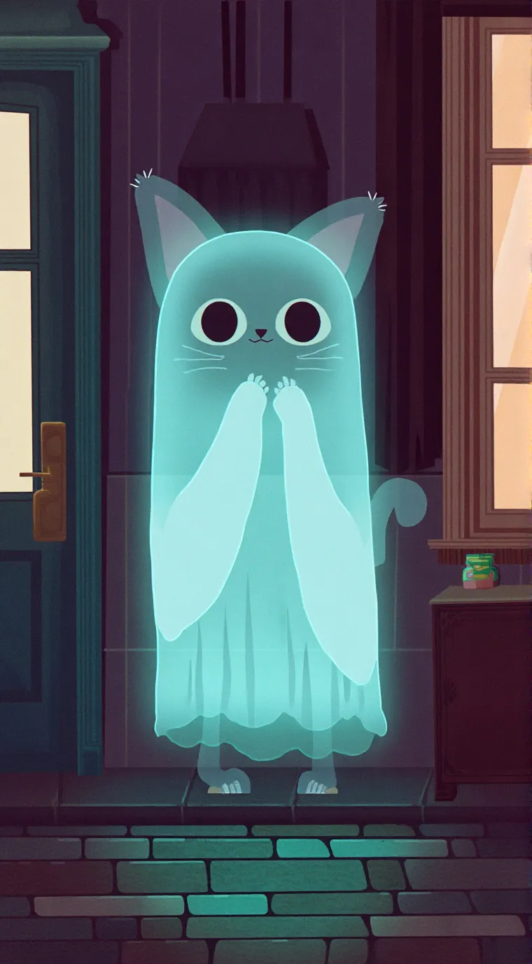 ai character: Ghostly cat background
