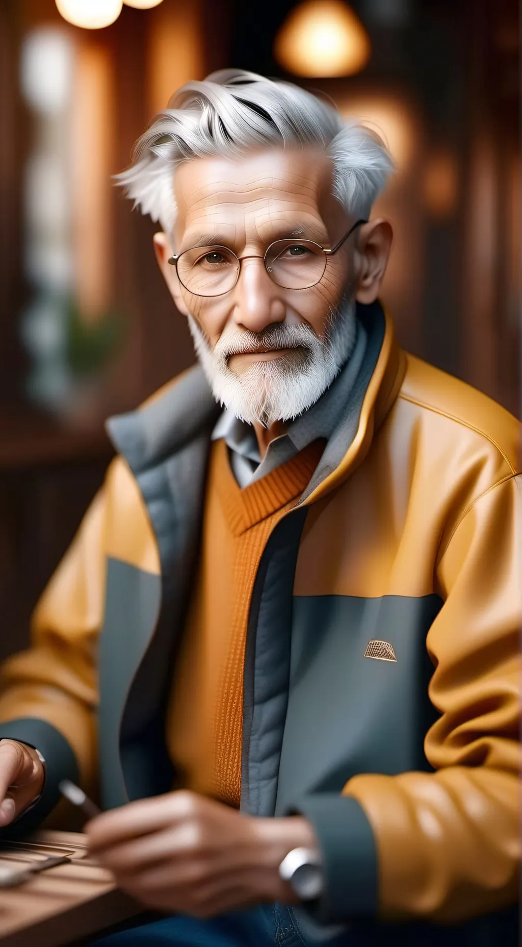 ai character: Old man  background