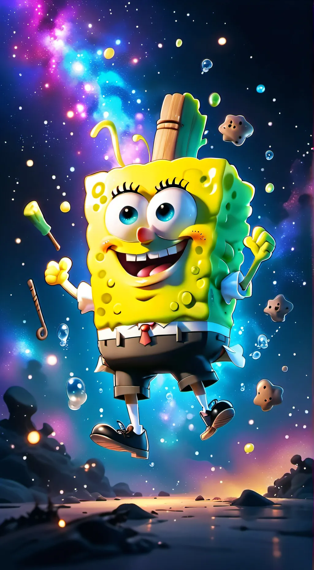 ai character: Spongebob very sad background
