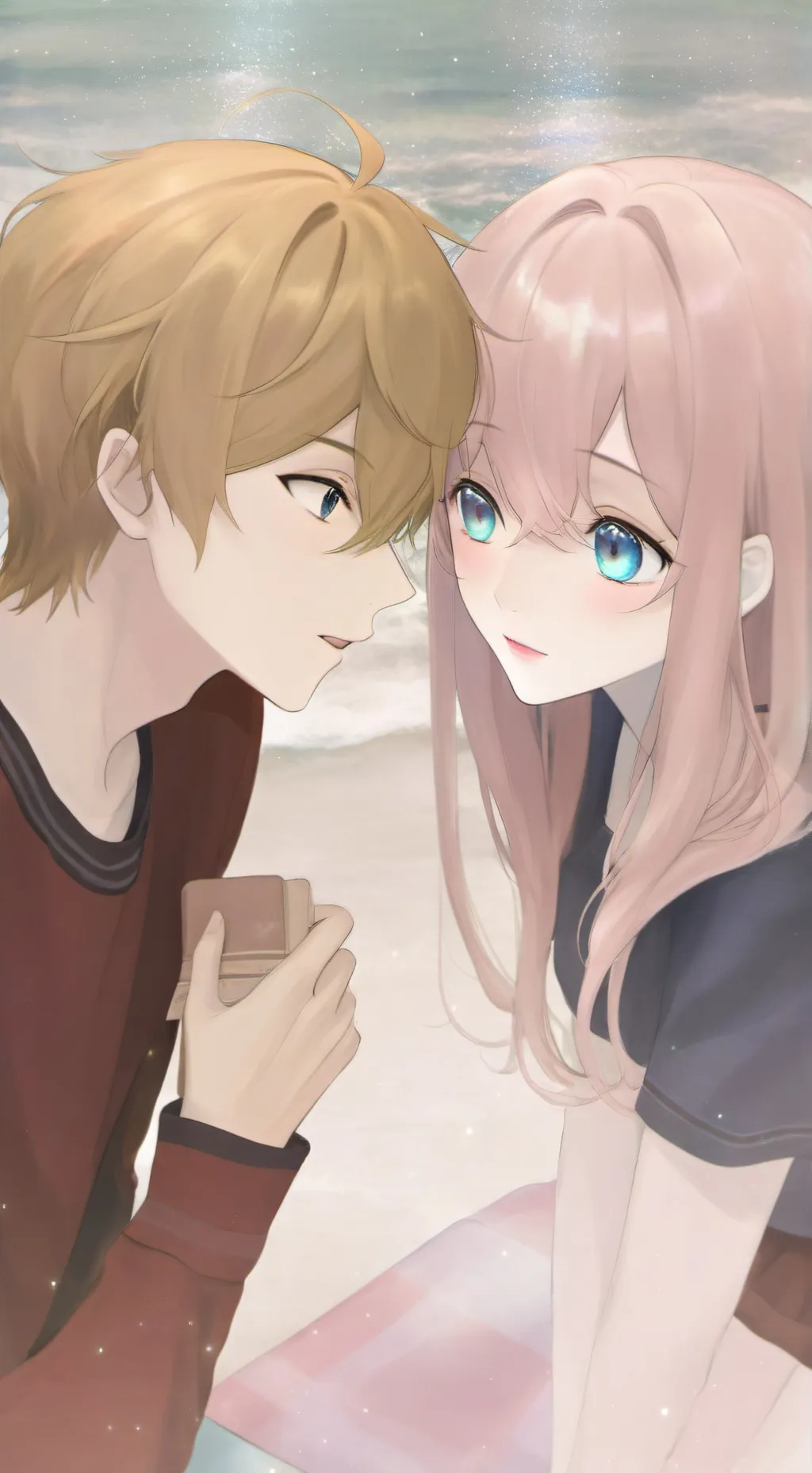 ai character: Ocean blue eyes background