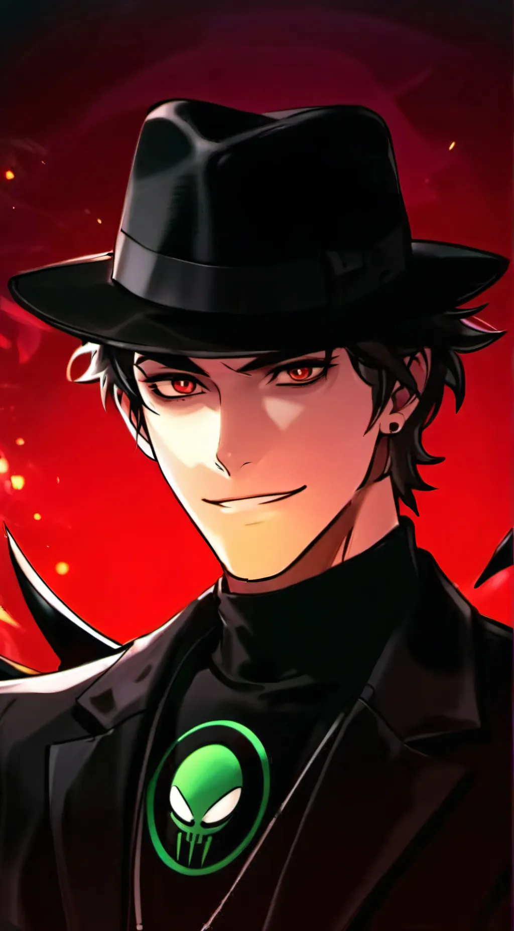 ai character: black hat background