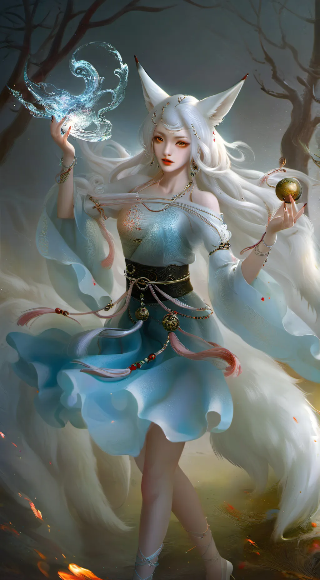 ai character: Kitsune hybrid mom background