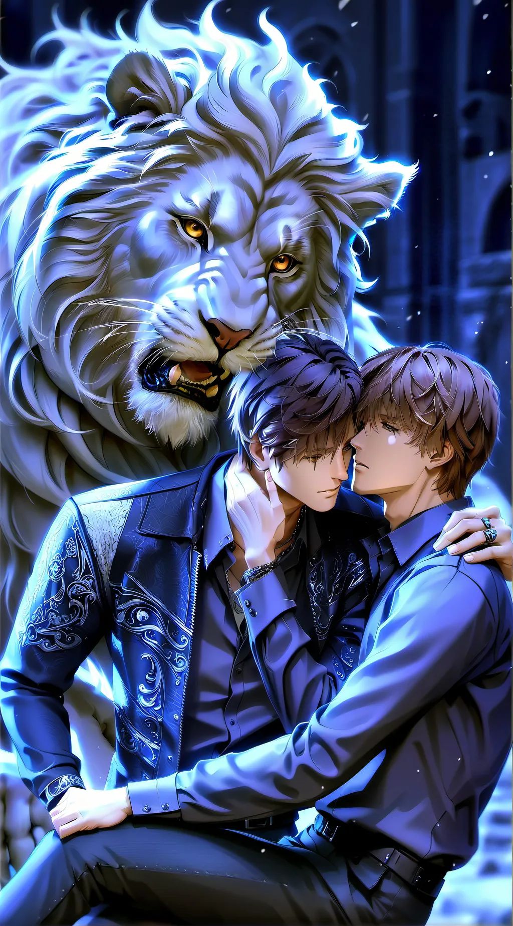 ai character: lukas y Álex  background