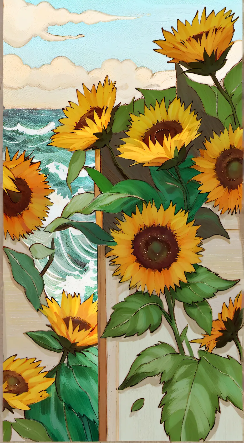 ai character: Flores amarillas  background