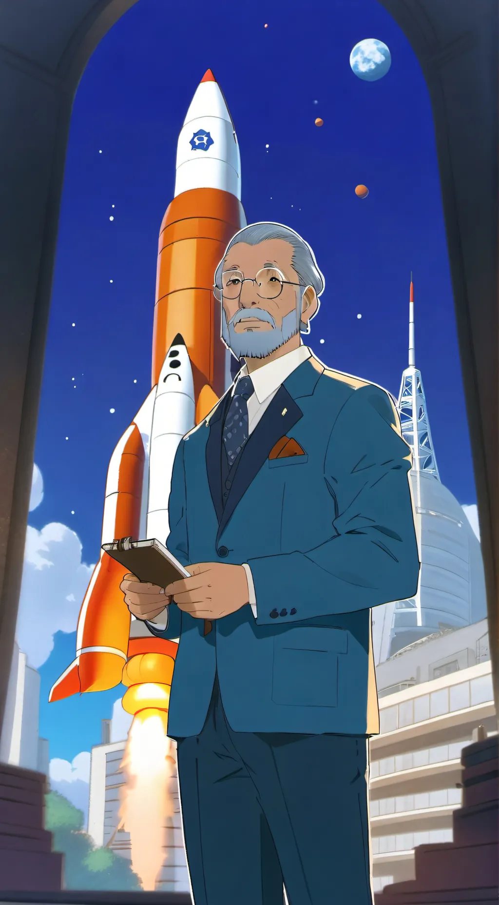 ai character: Rocket designer background