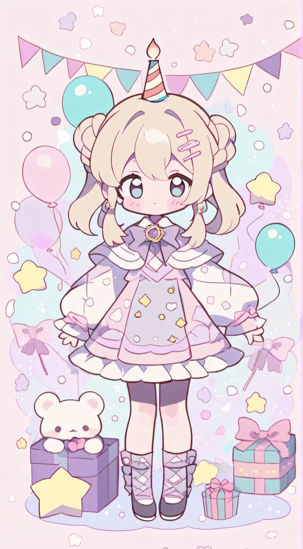 ai character: Flutters Birthday background