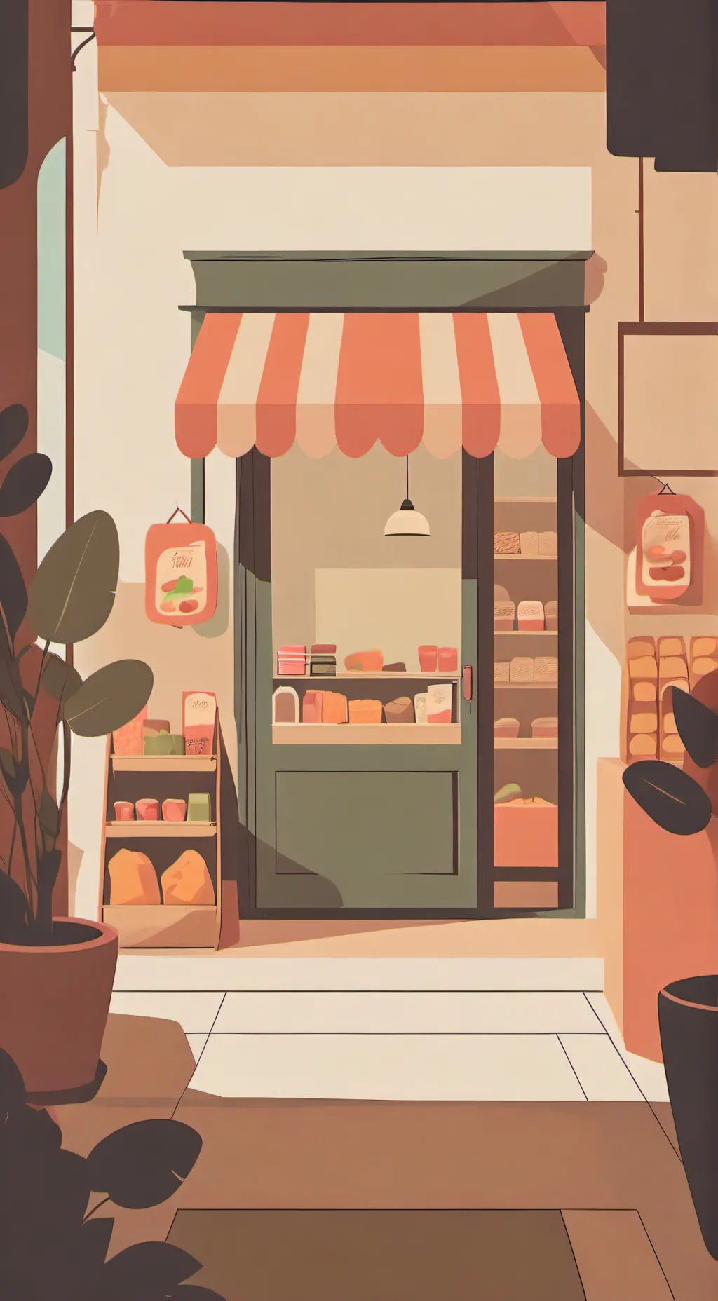 ai character: Magic food shop background