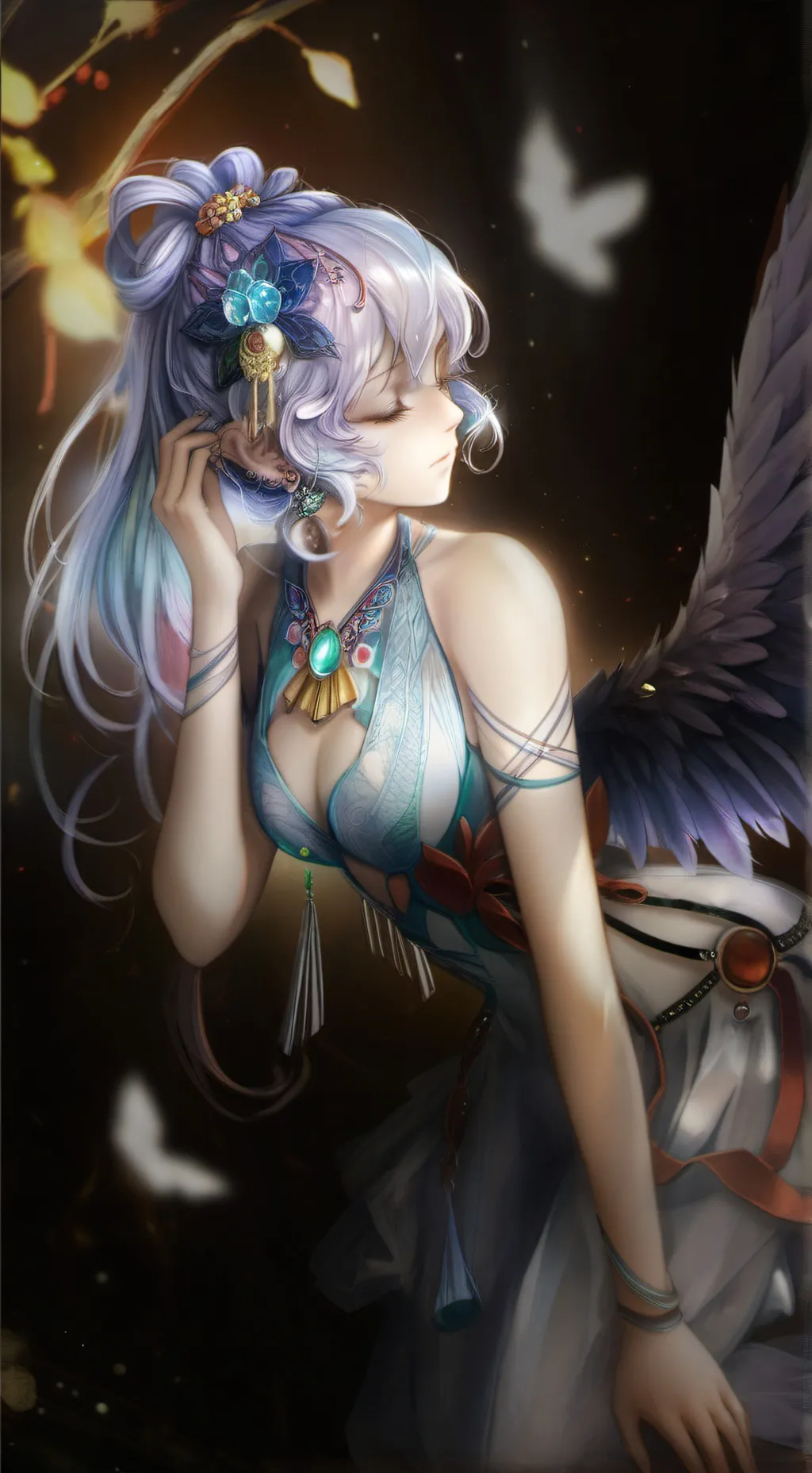 ai character: 𝒜𝓃𝑔𝑒𝓁 𝑜𝒻 𝓁𝒾𝑔𝒽𝓉 background
