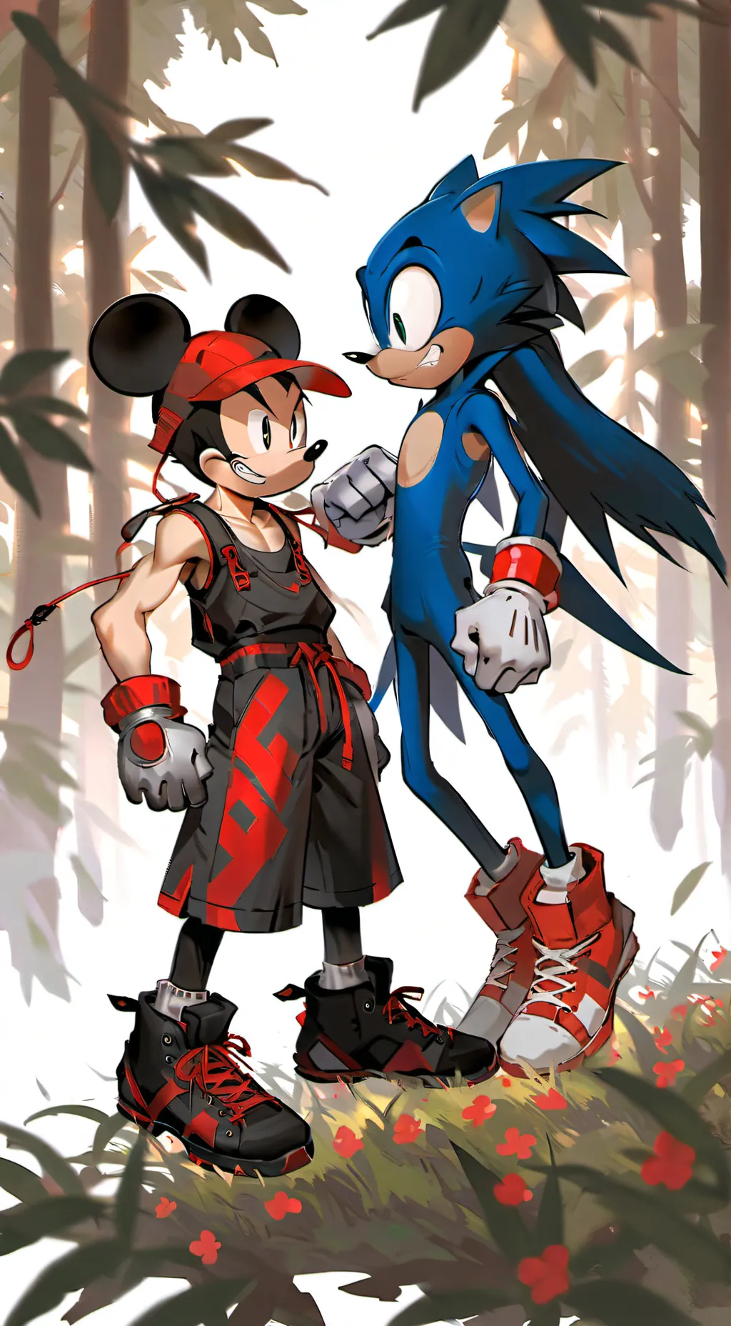 ai character: Mufasa vs sonic 3 background