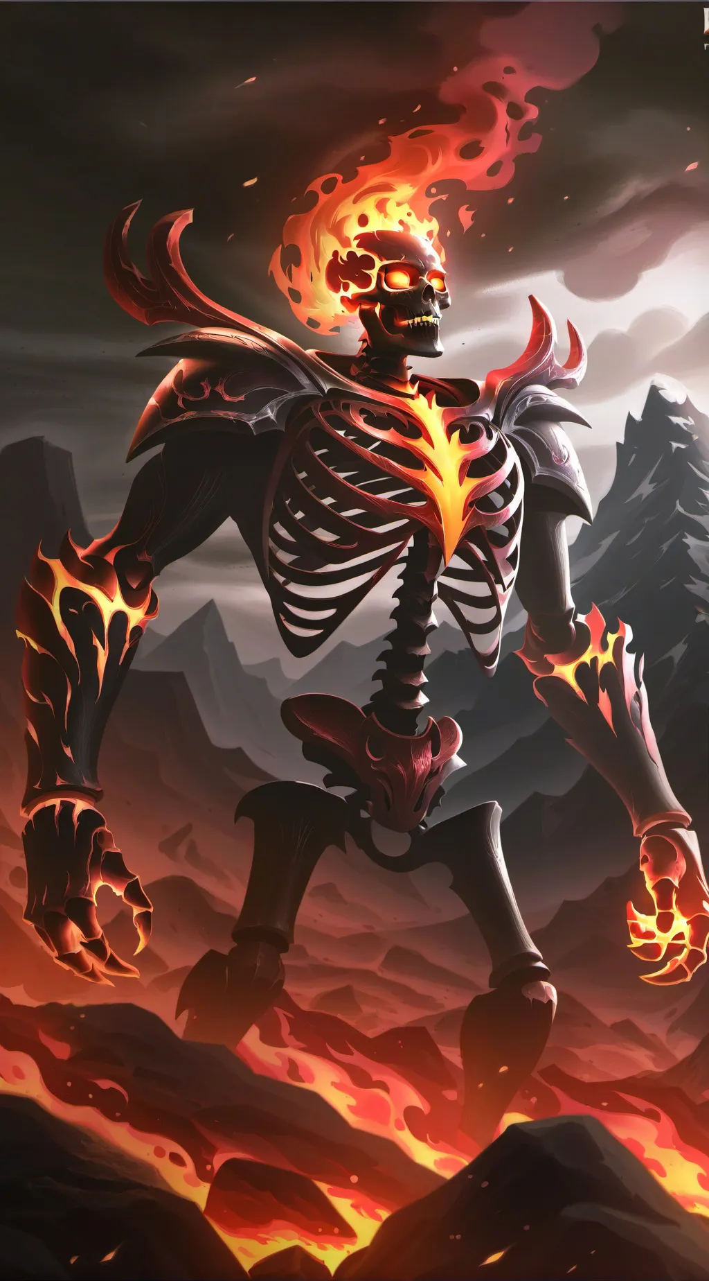 ai character: Fire skeleton background