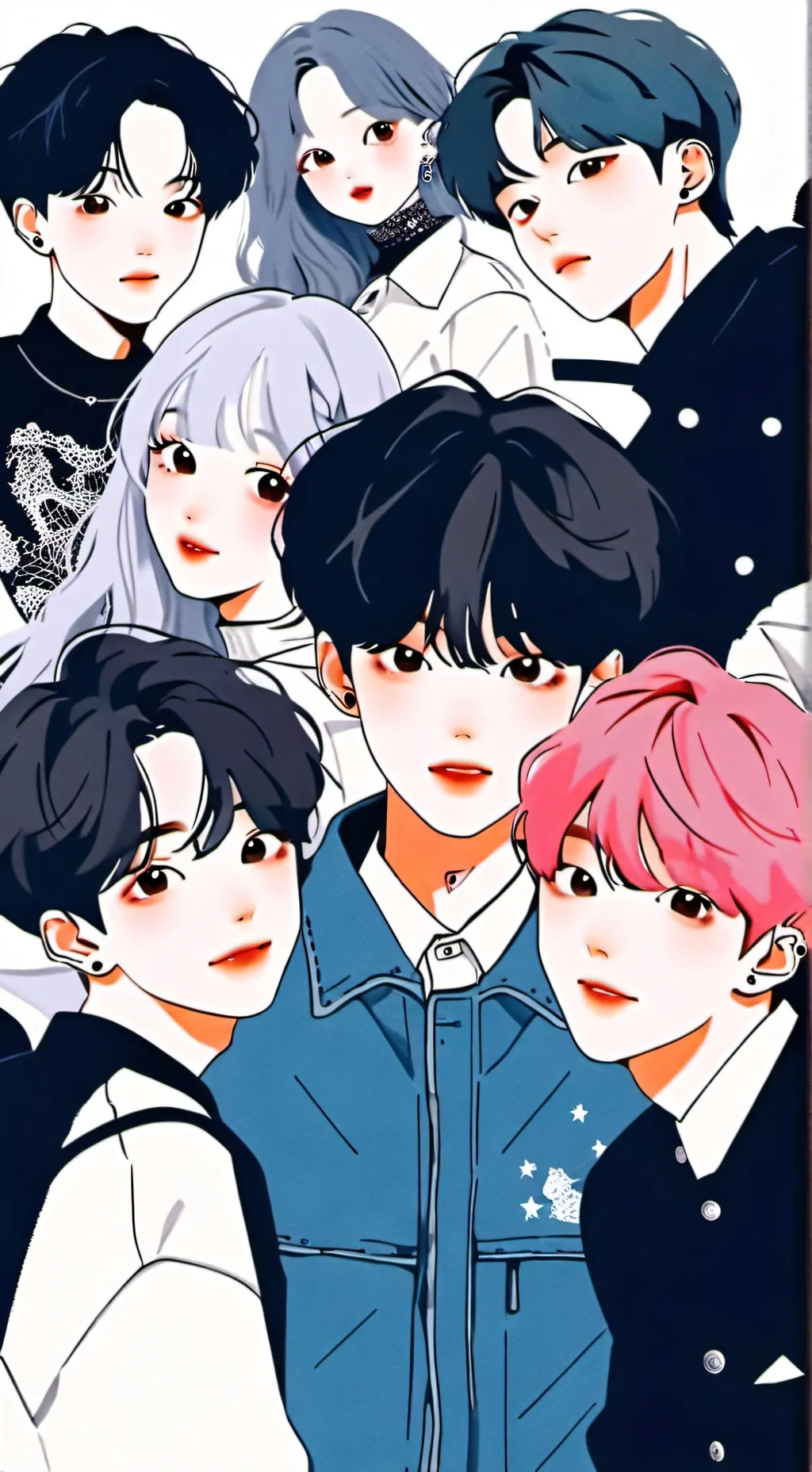 ai character: BTS💜 N BLACKPINK💗🖤 background