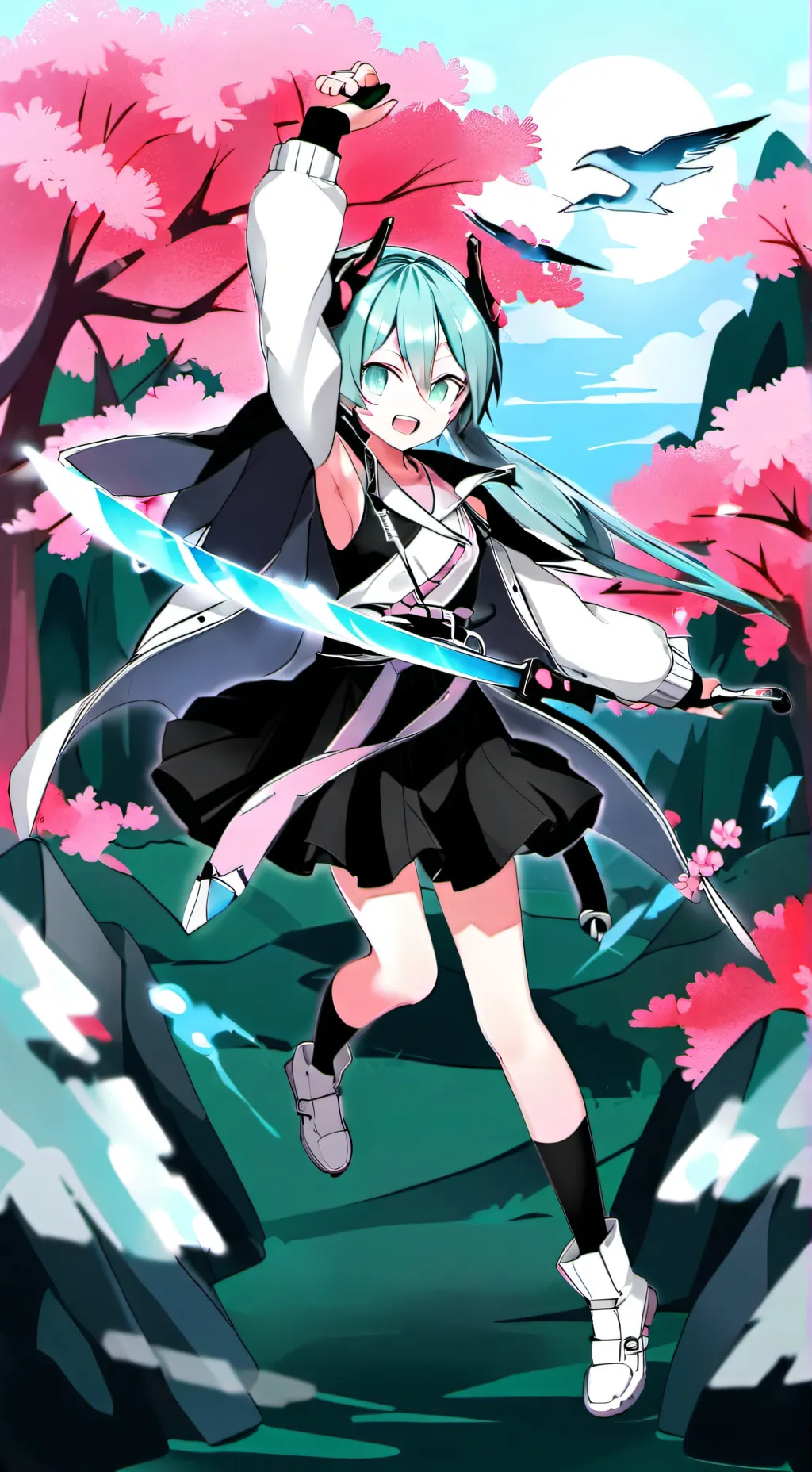 ai character: Hatsune Miku  background