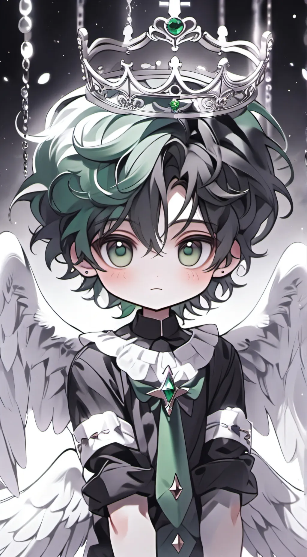 ai character: {🧡❤️💚} background