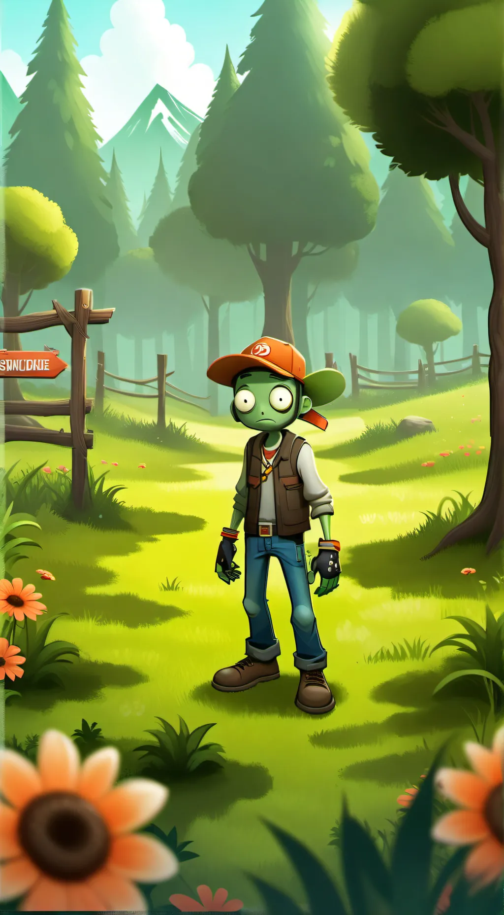 ai character: Plantas vs zombies background