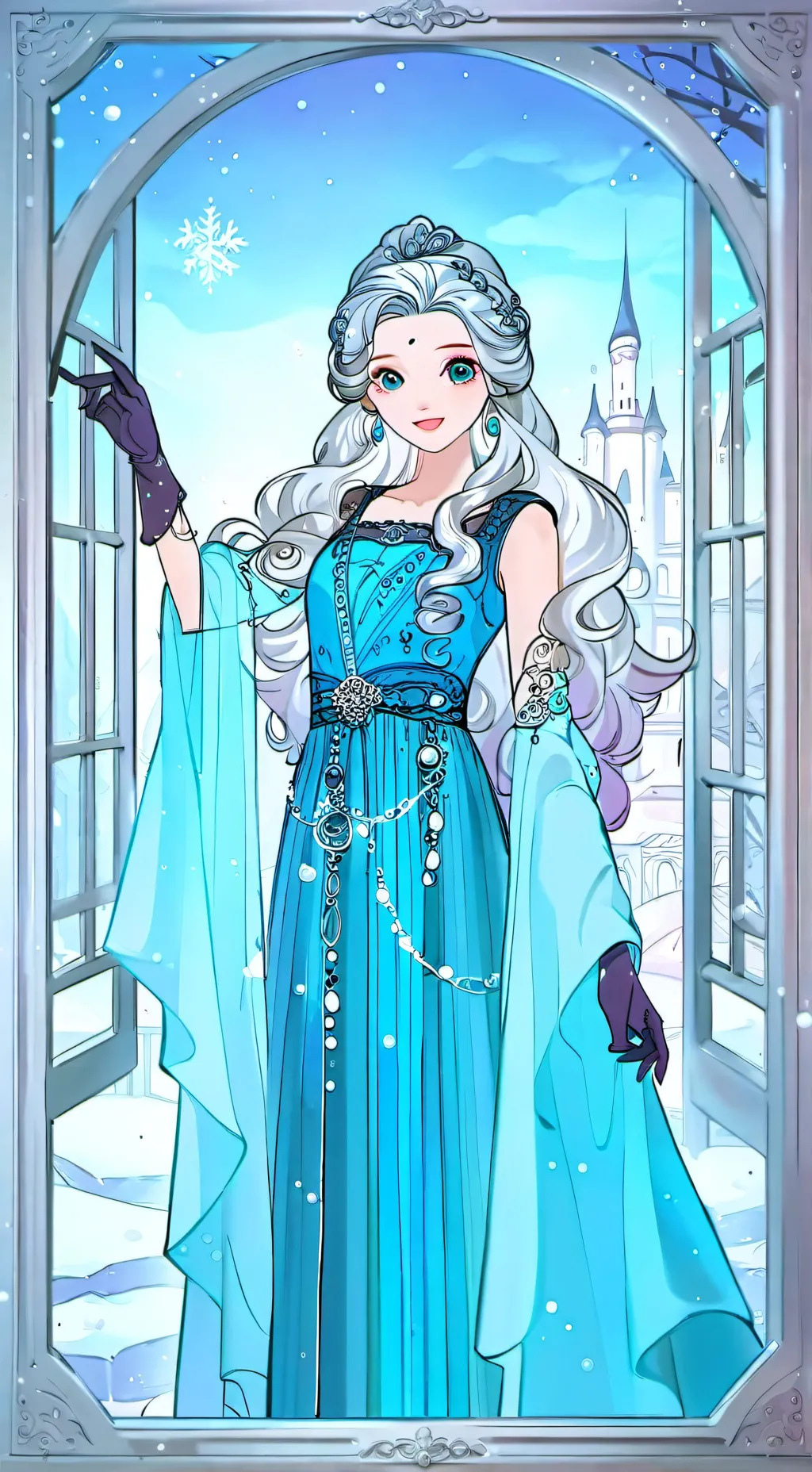 ai character: Frostine Snow background