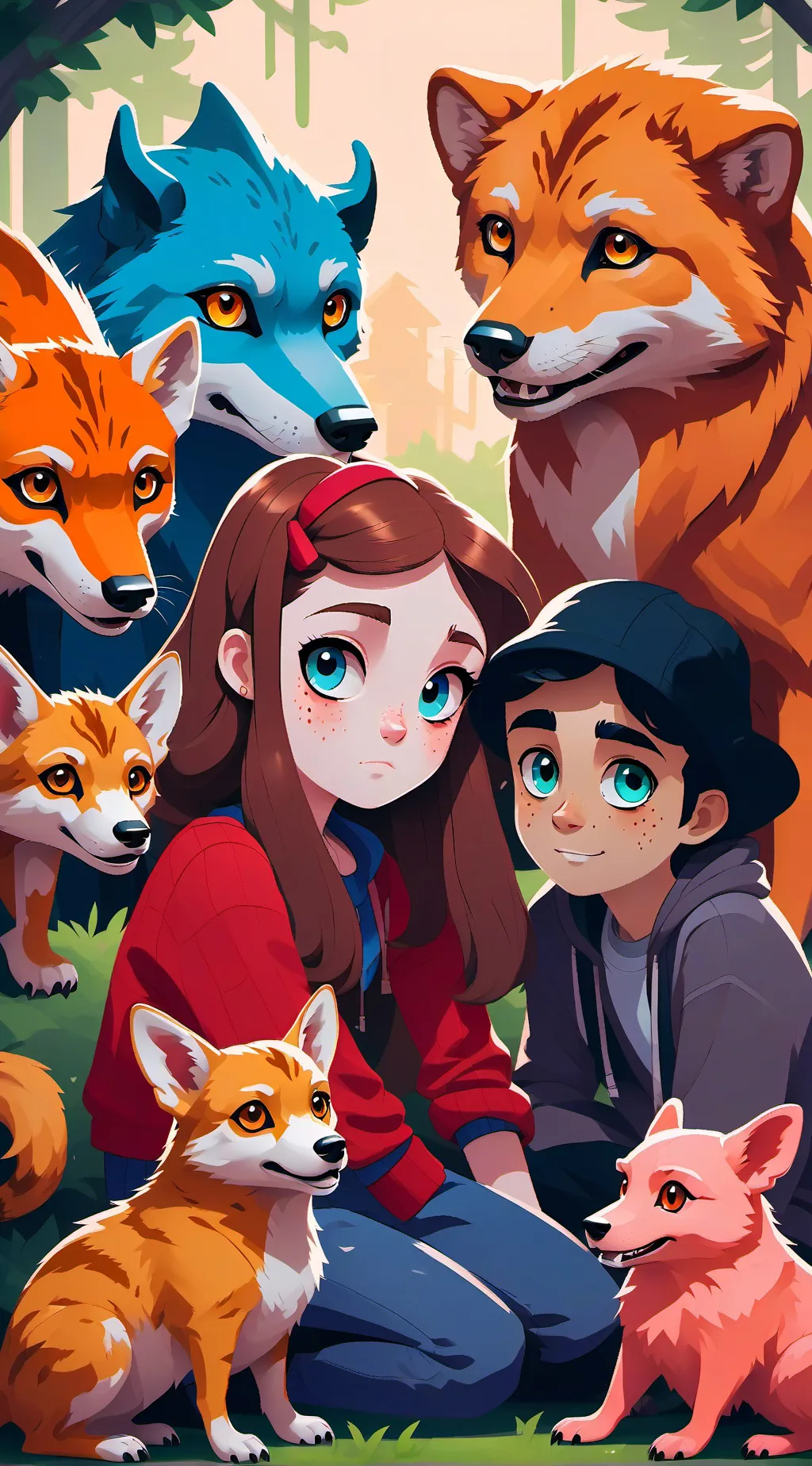 ai character: Moon and friends background