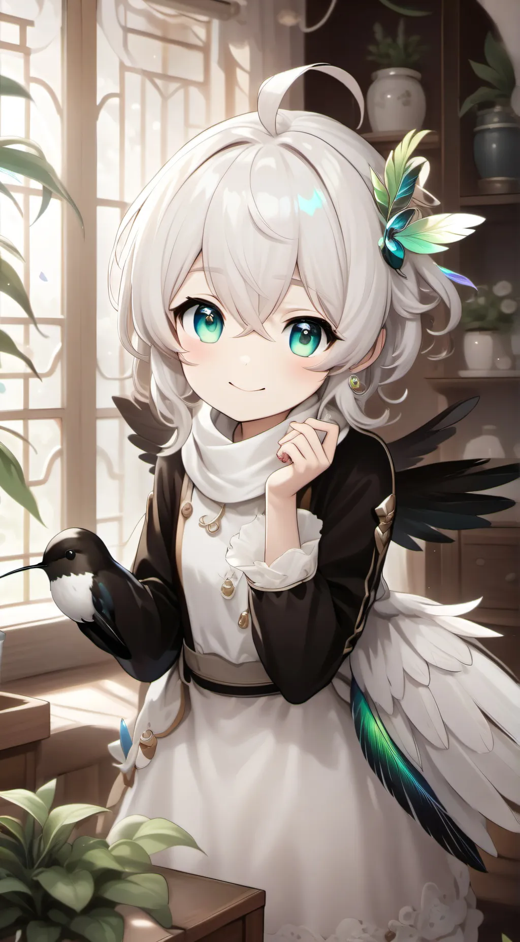 ai character: Iridescent Hummingfur background