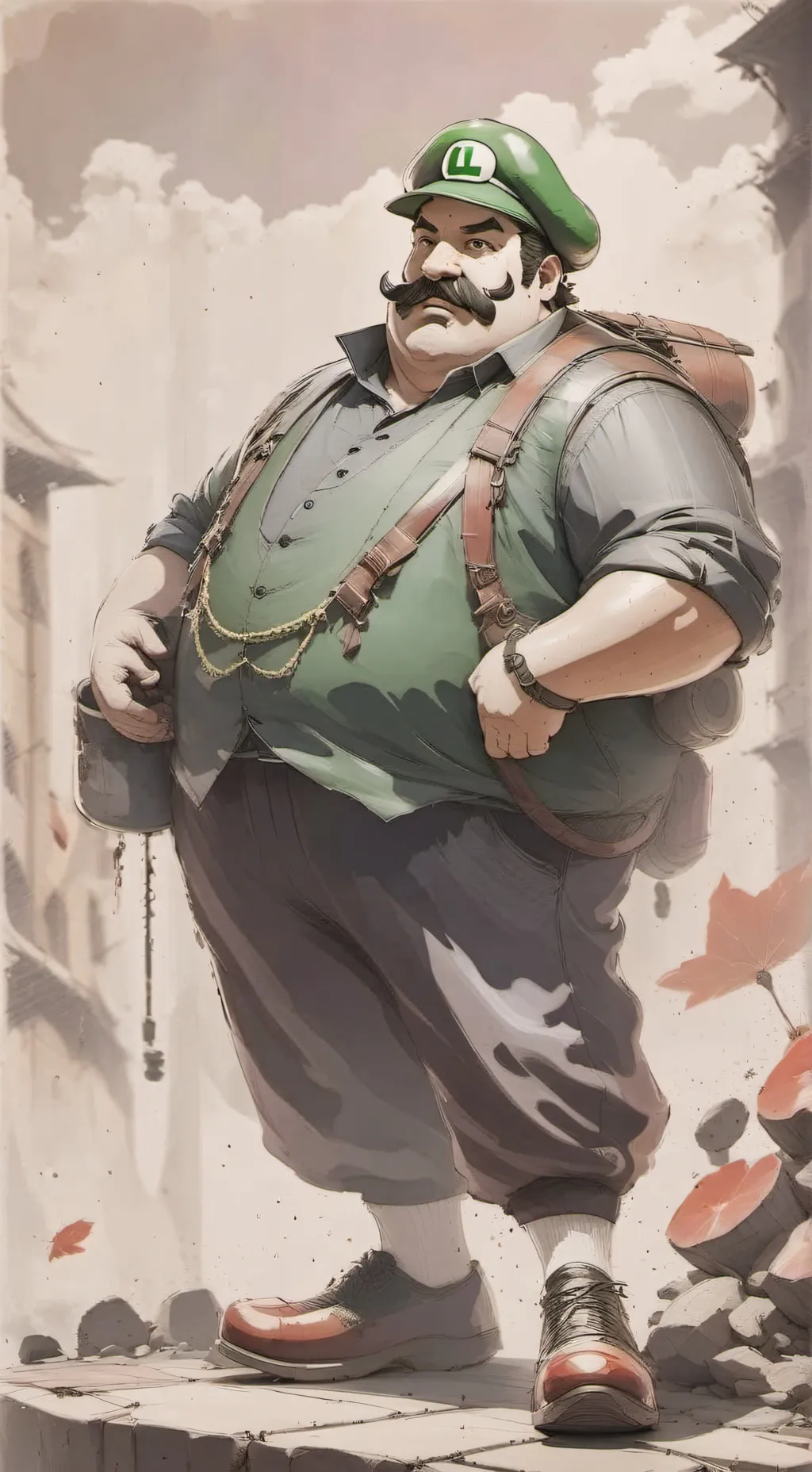 ai character: Obese luigi background