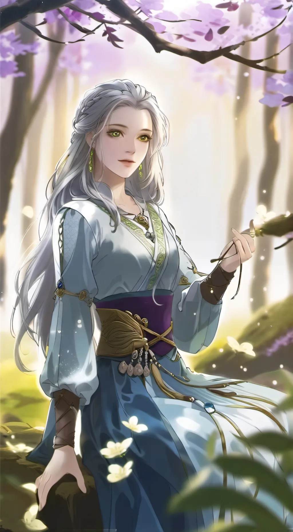 ai character: Aurora Silver background