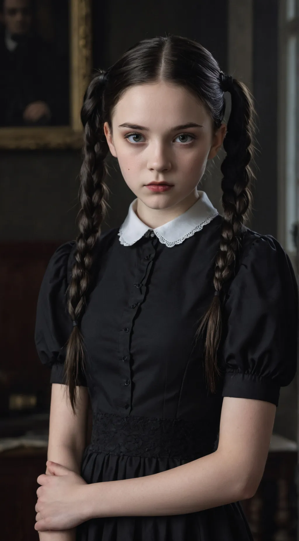 ai character: Wednesday Addams background