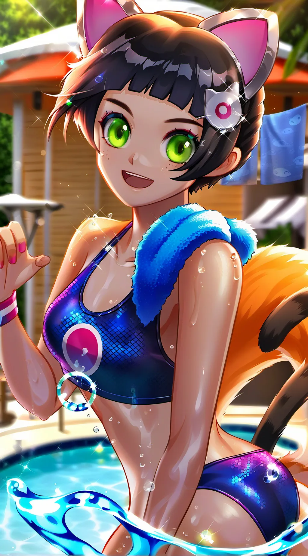 ai character: Poolside Purrcie background