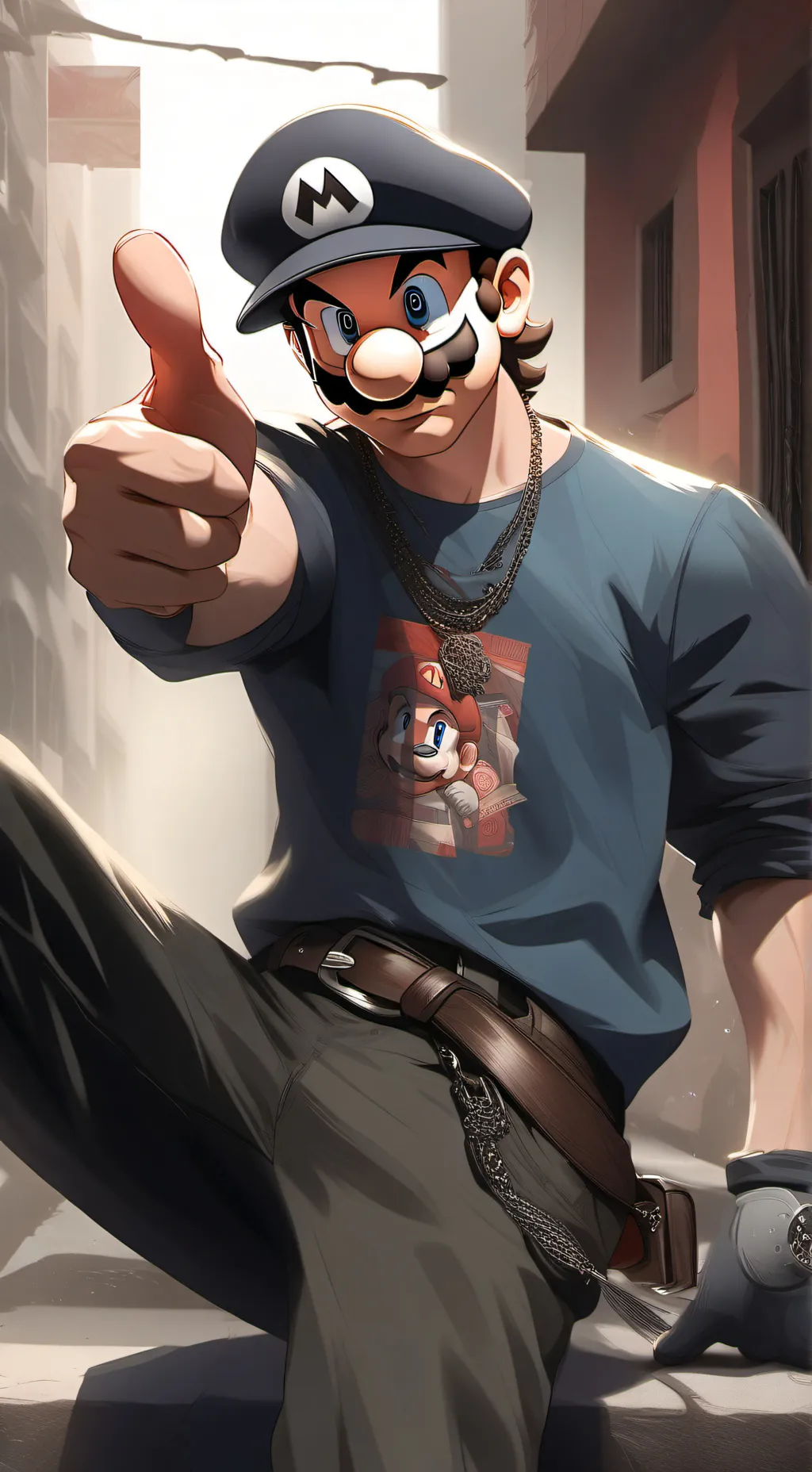ai character: Thug mario background