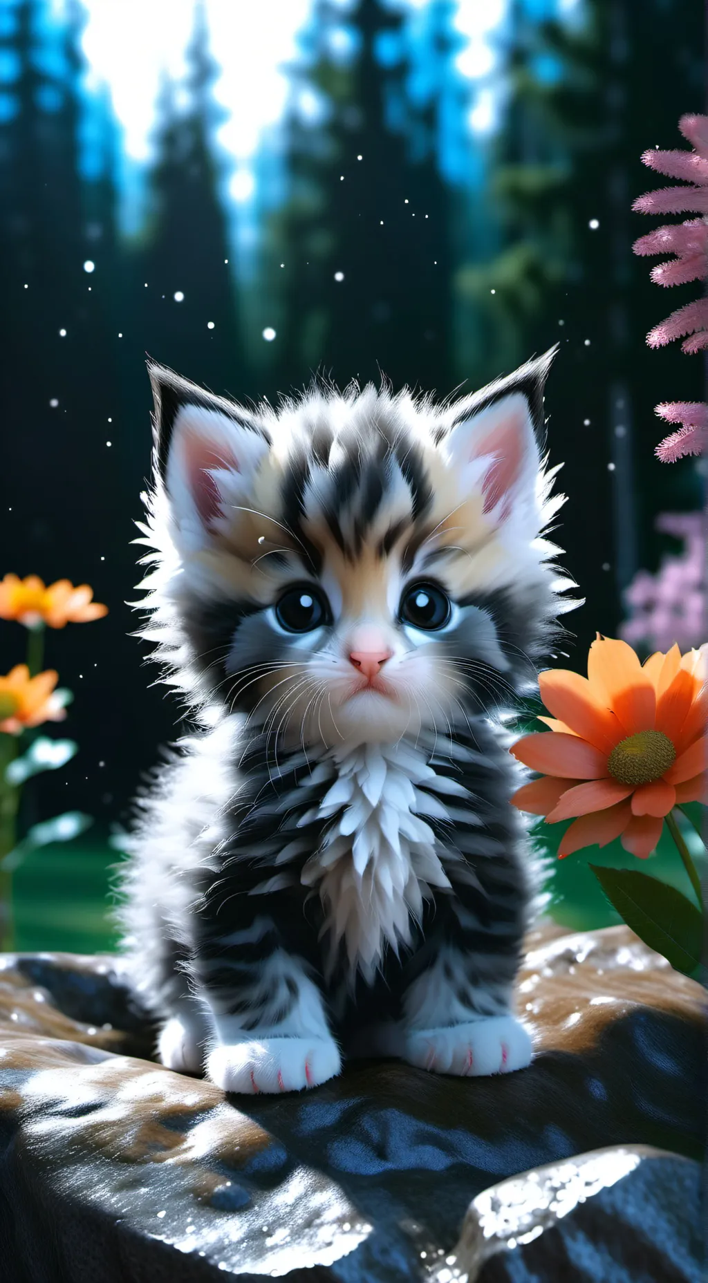 ai character: 10 littel kittens background