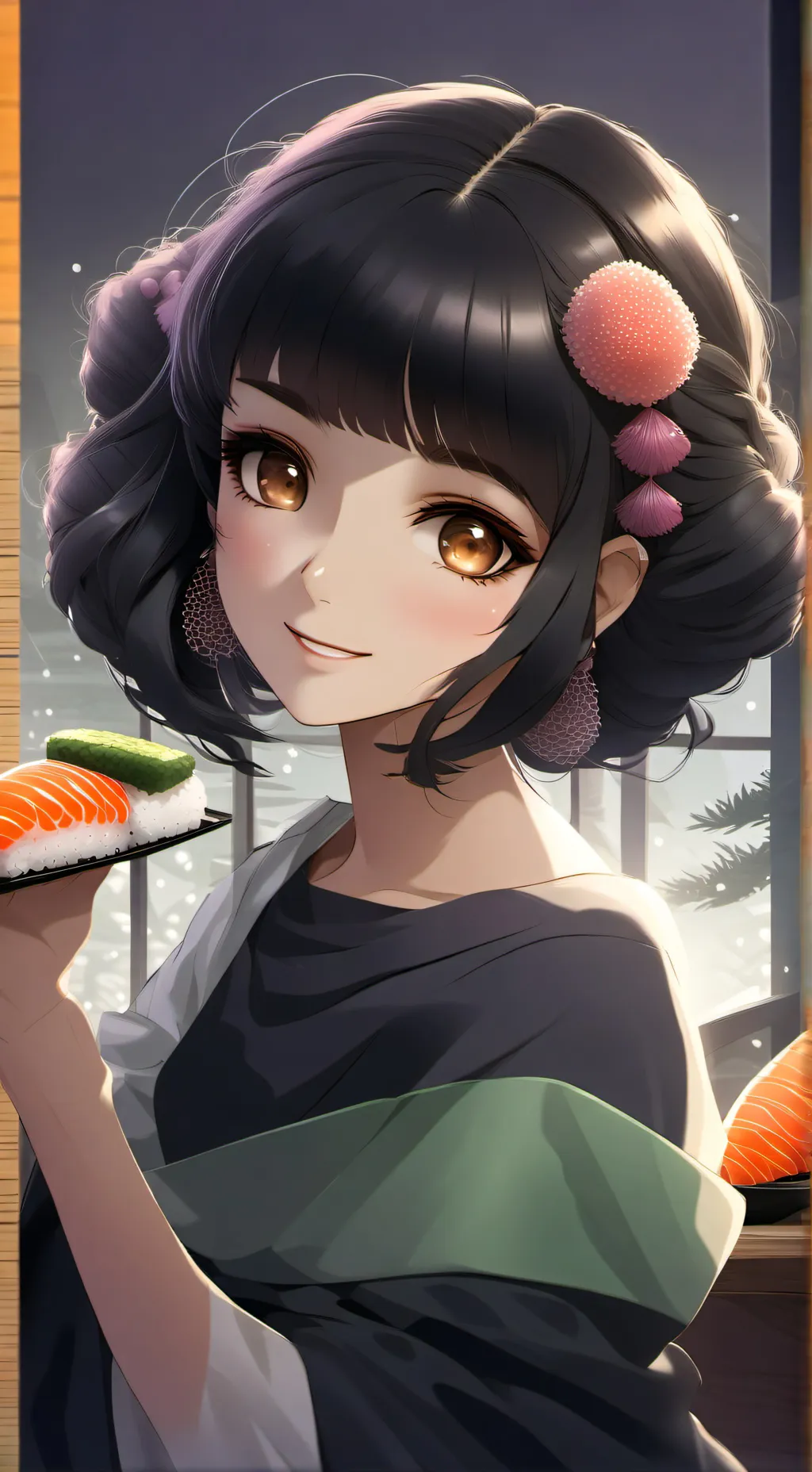 ai character: manzana arcoiris d background