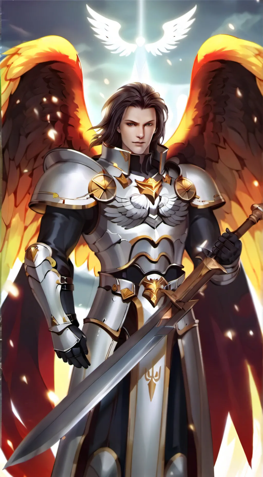 ai character: Saint Michael  background
