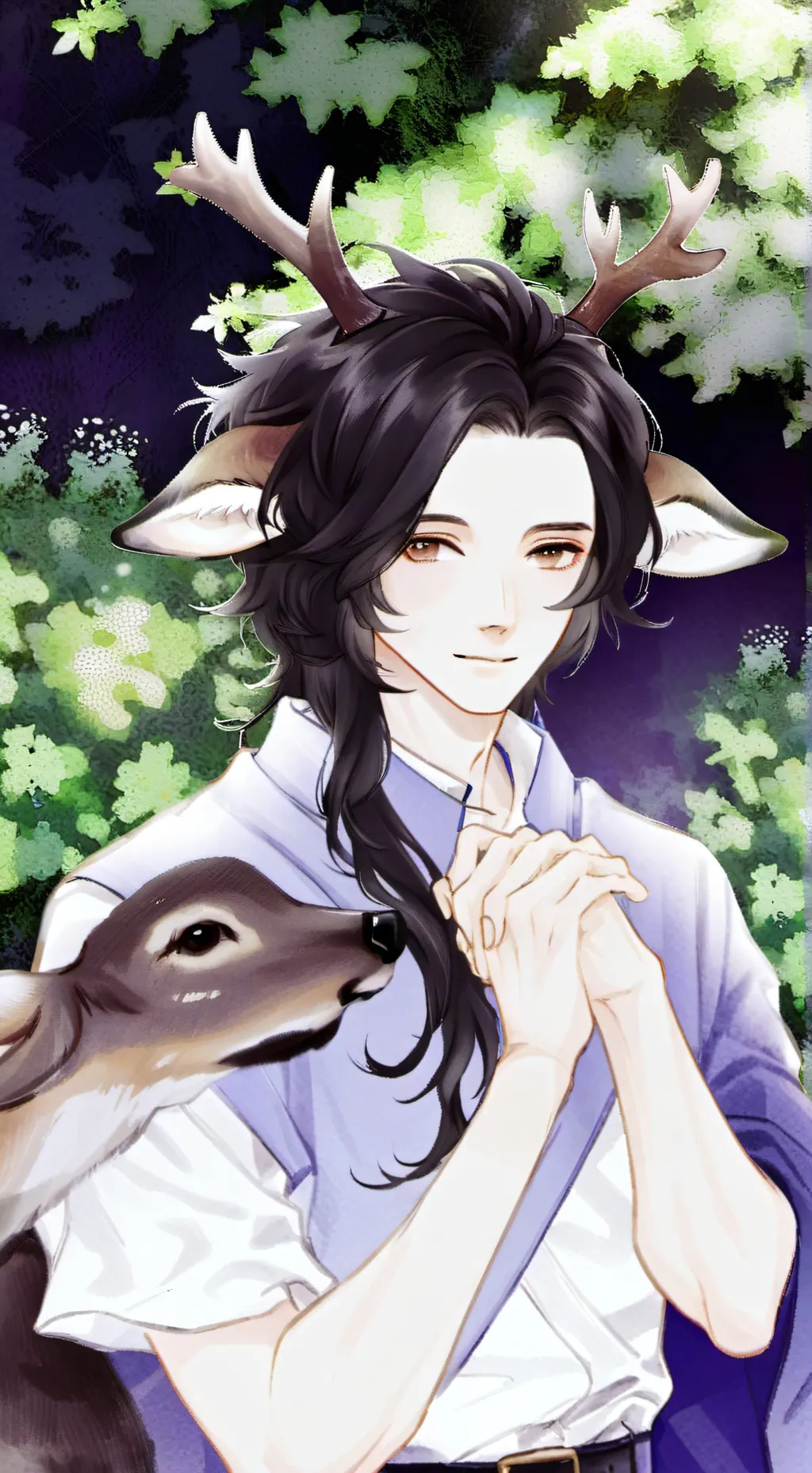 ai character: Dappled Deer Furry background