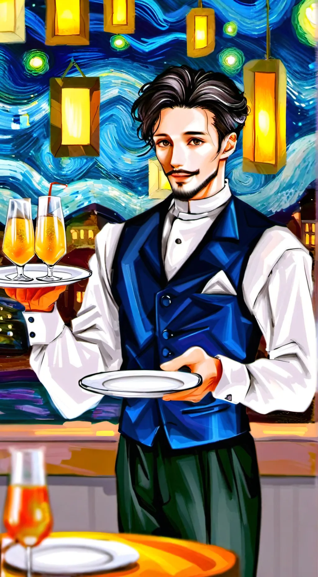 ai character: Waiter background
