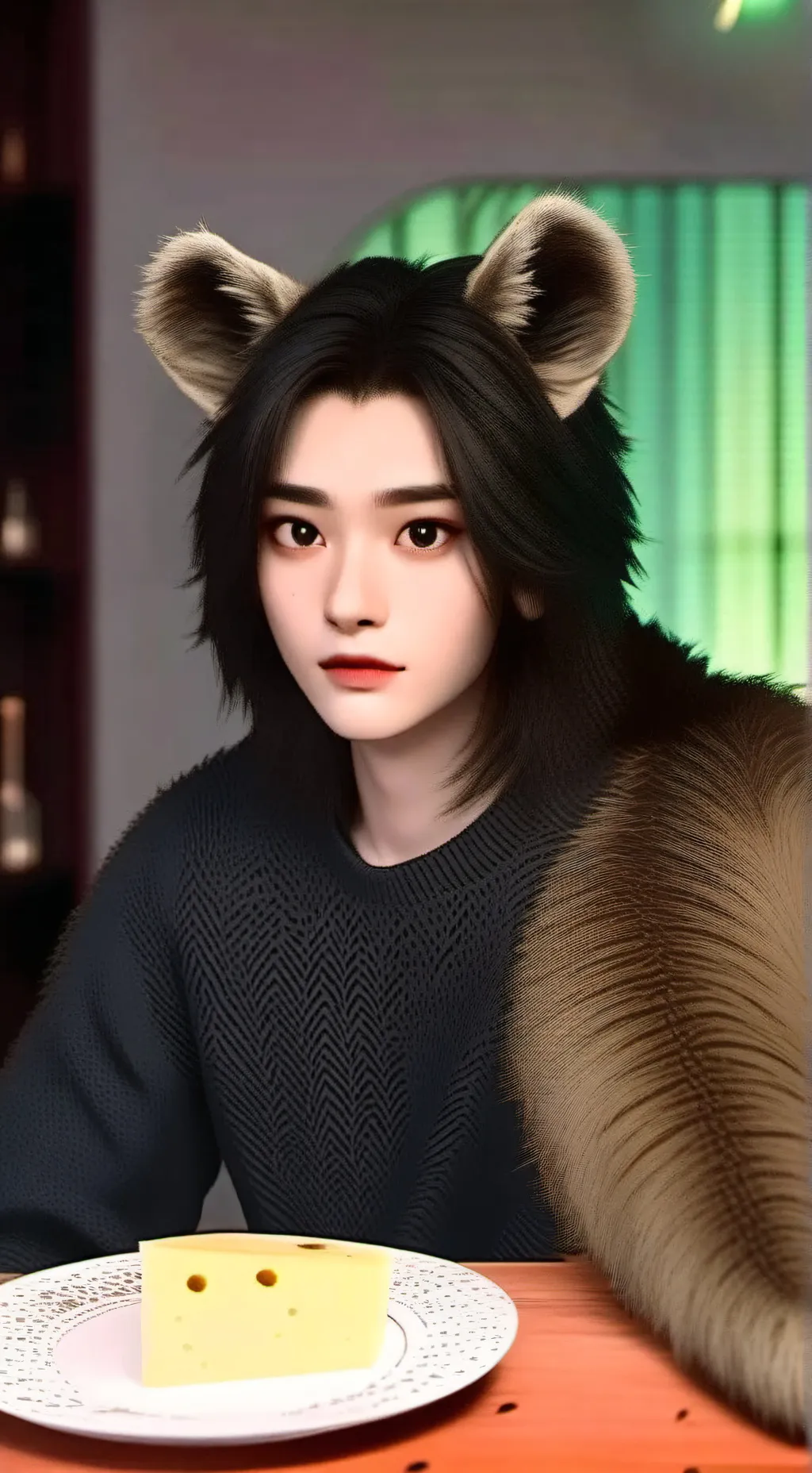 ai character: Hyena Spirit Furry background
