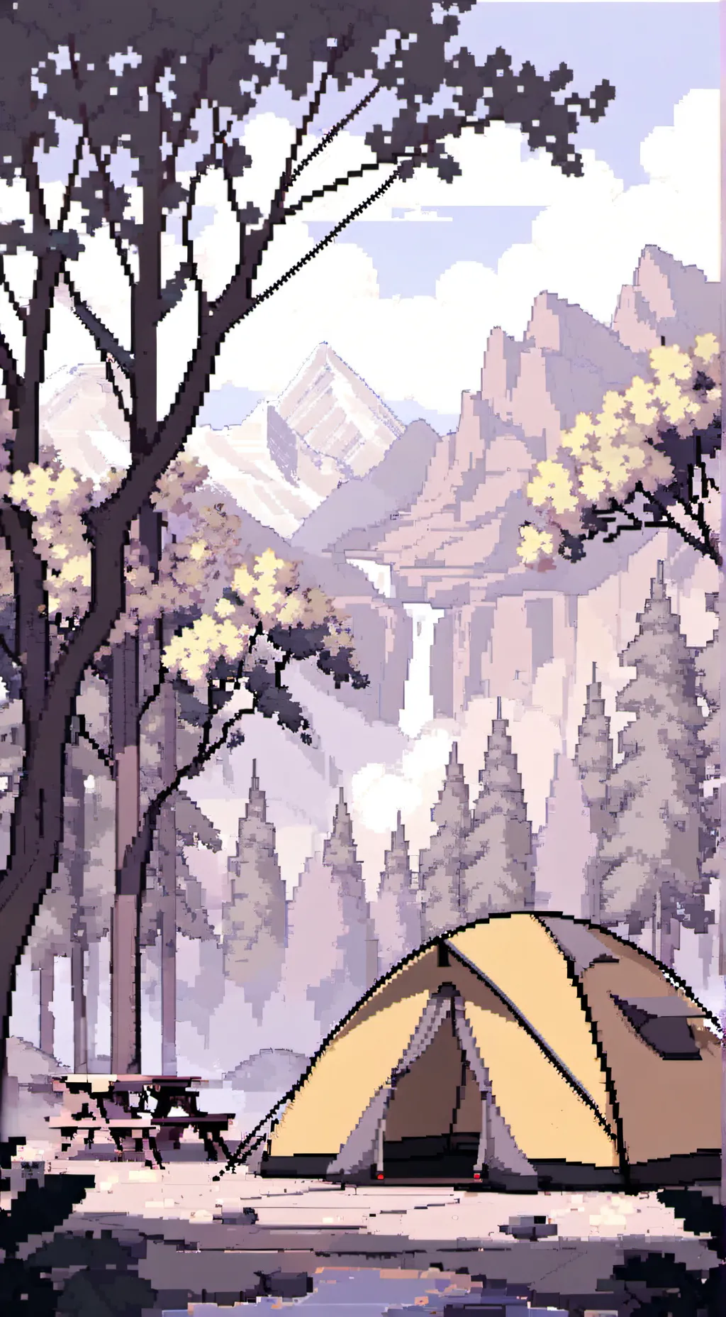 ai character: MHA CAMPING background