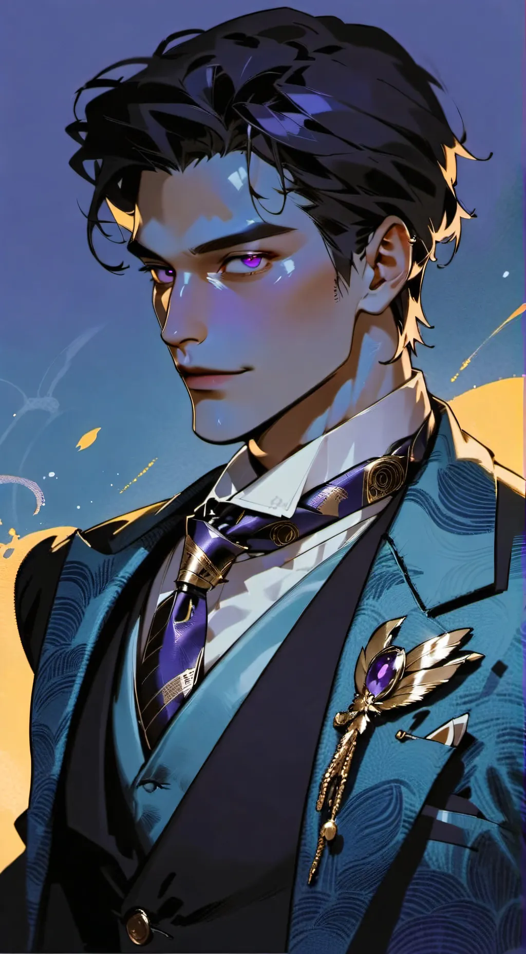 ai character: purple man background