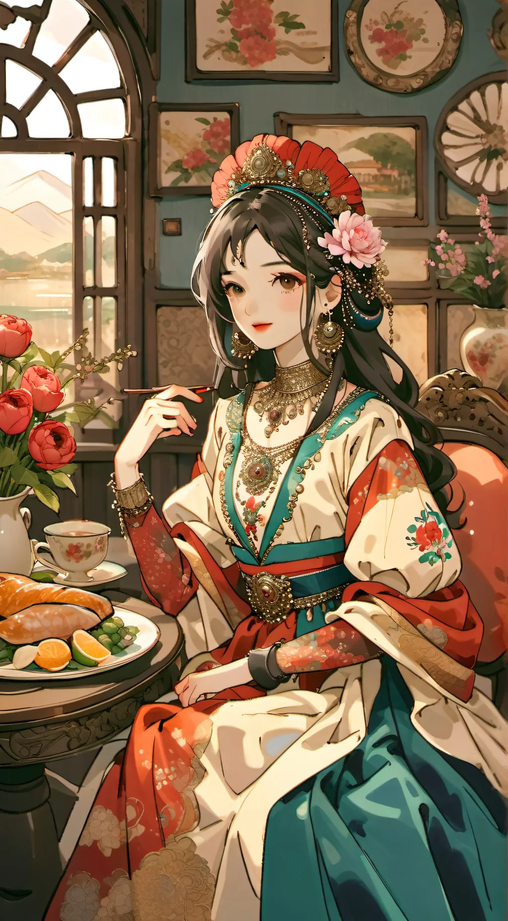 ai character: The Birth of Venus background