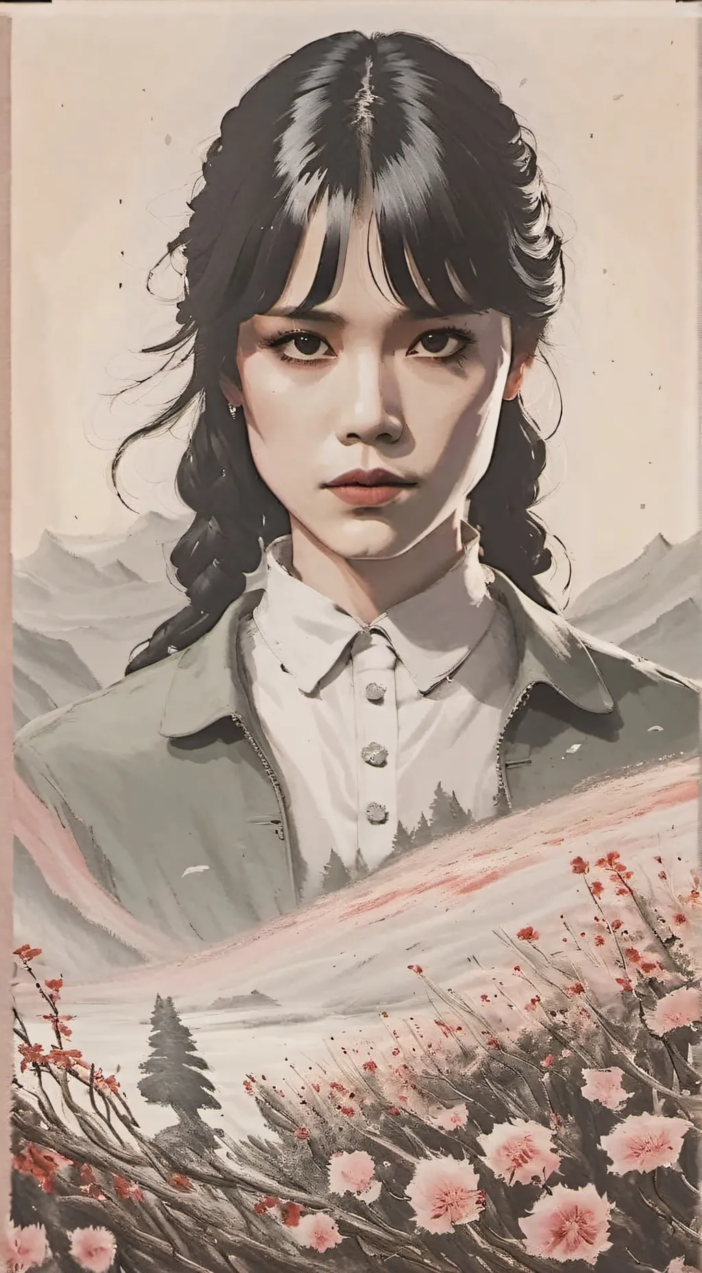 ai character: Wednesday  background