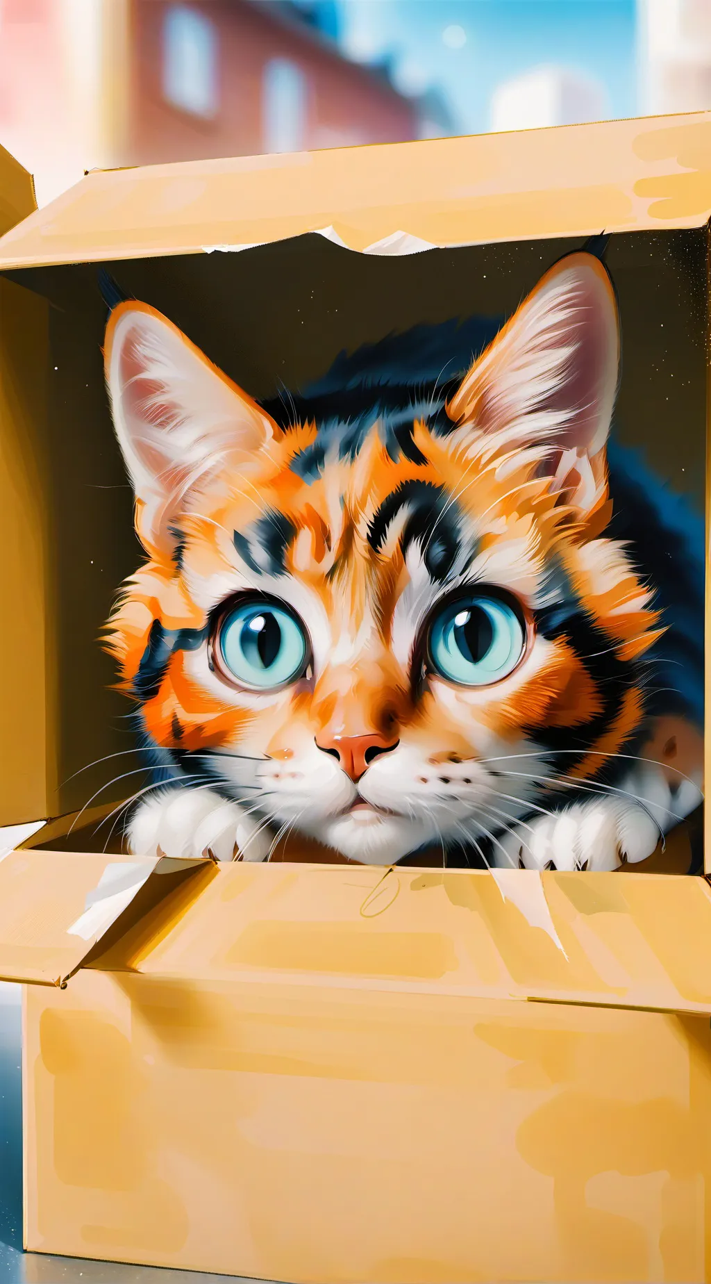 ai character: Cat in a box background