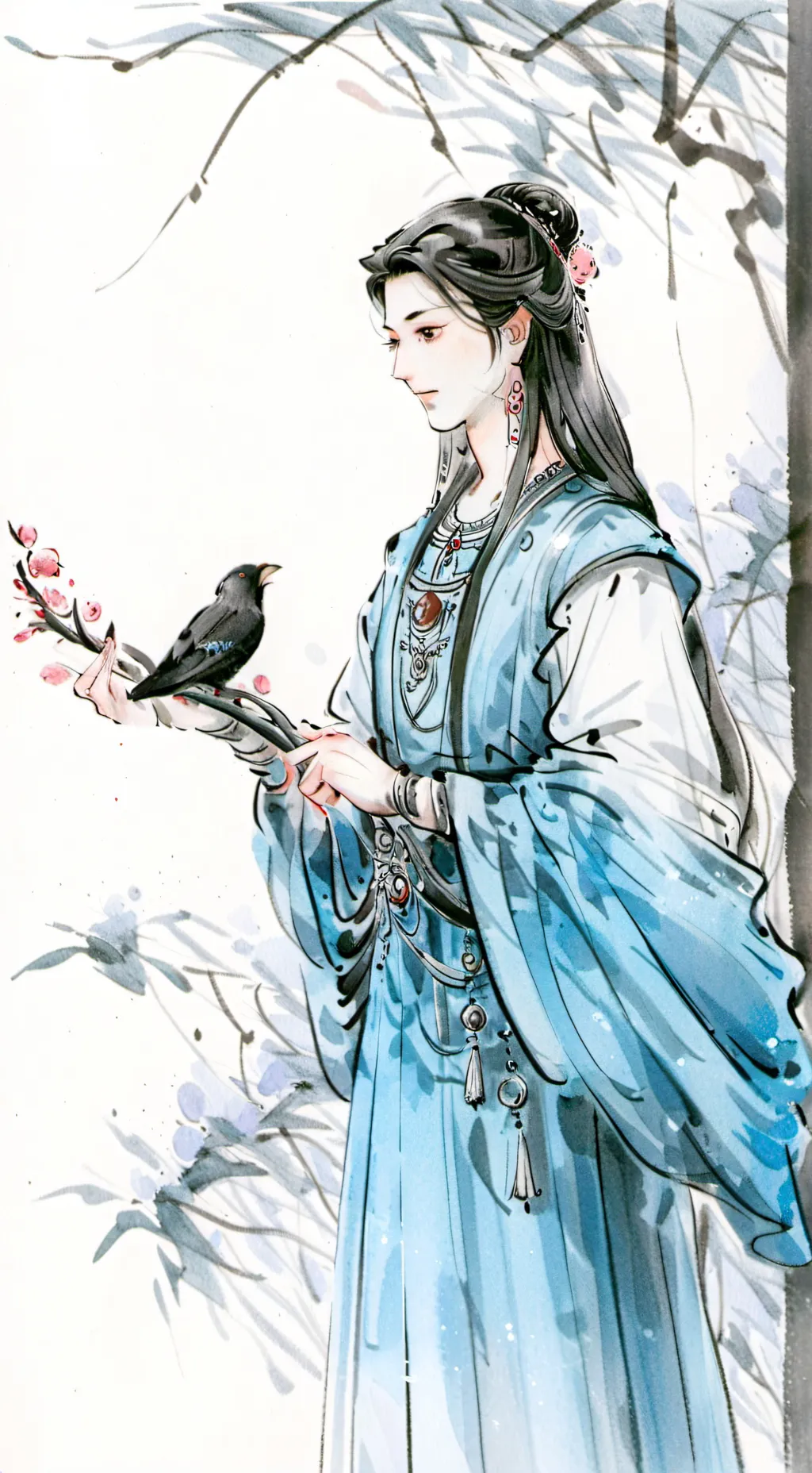 ai character: SHE FOUND A BIRD background