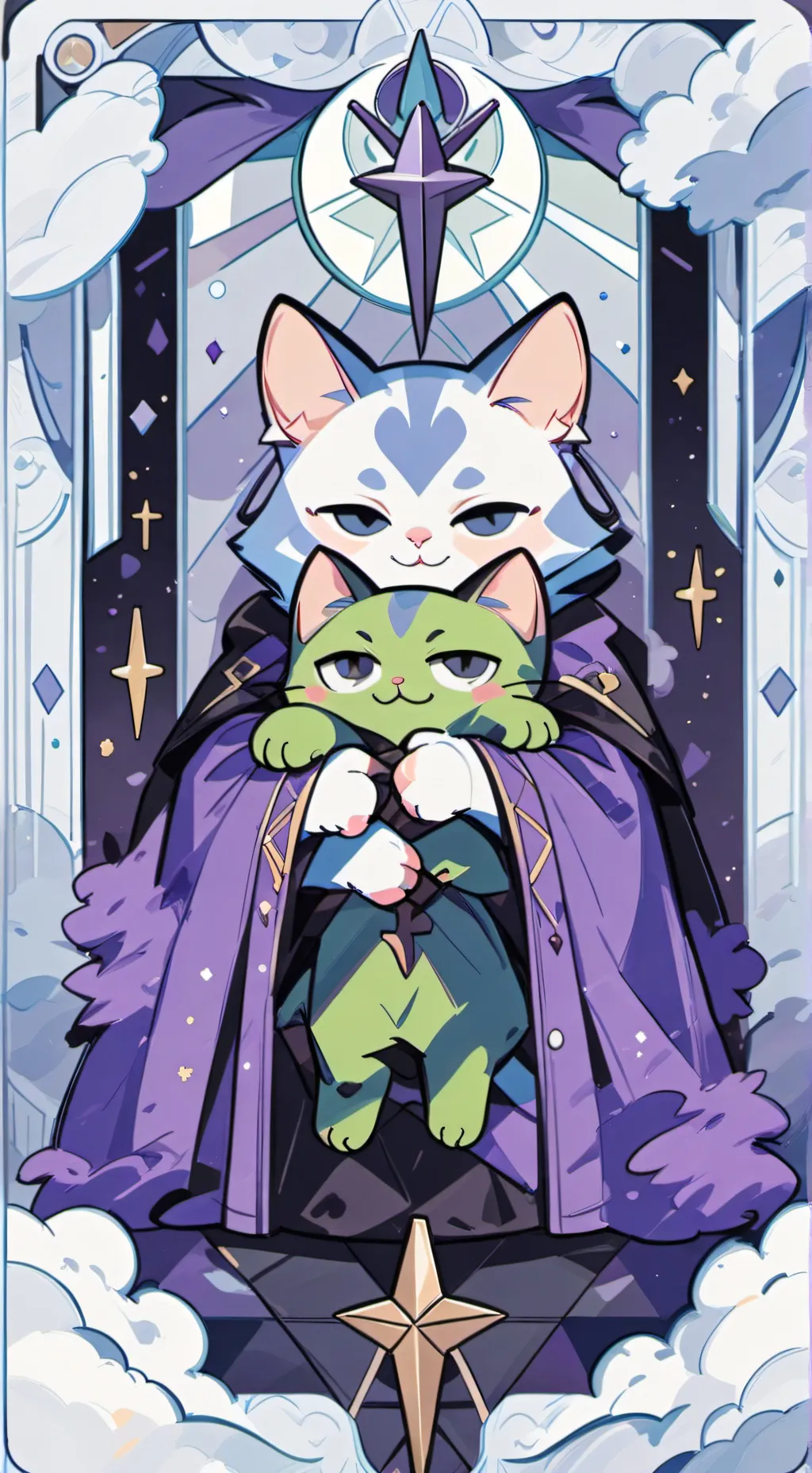 ai character: blue and green cat background