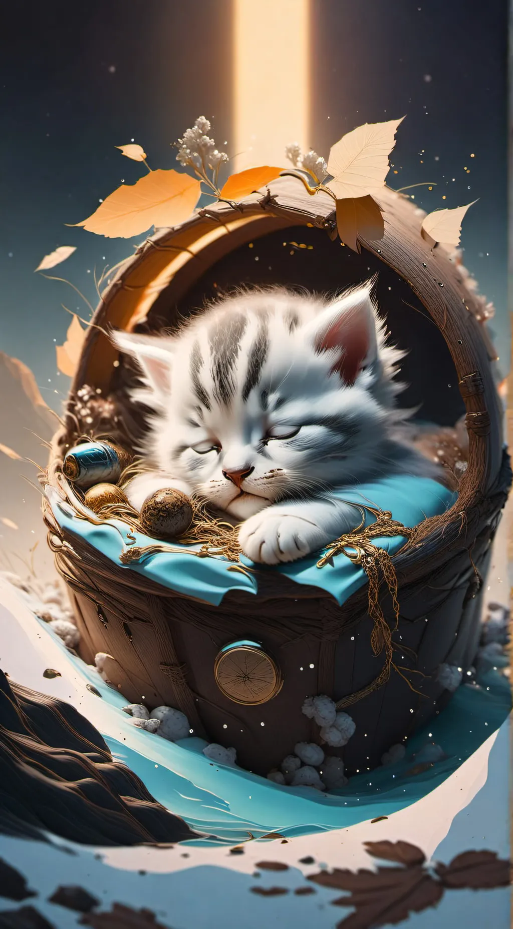 ai character: a newborn kitten  background