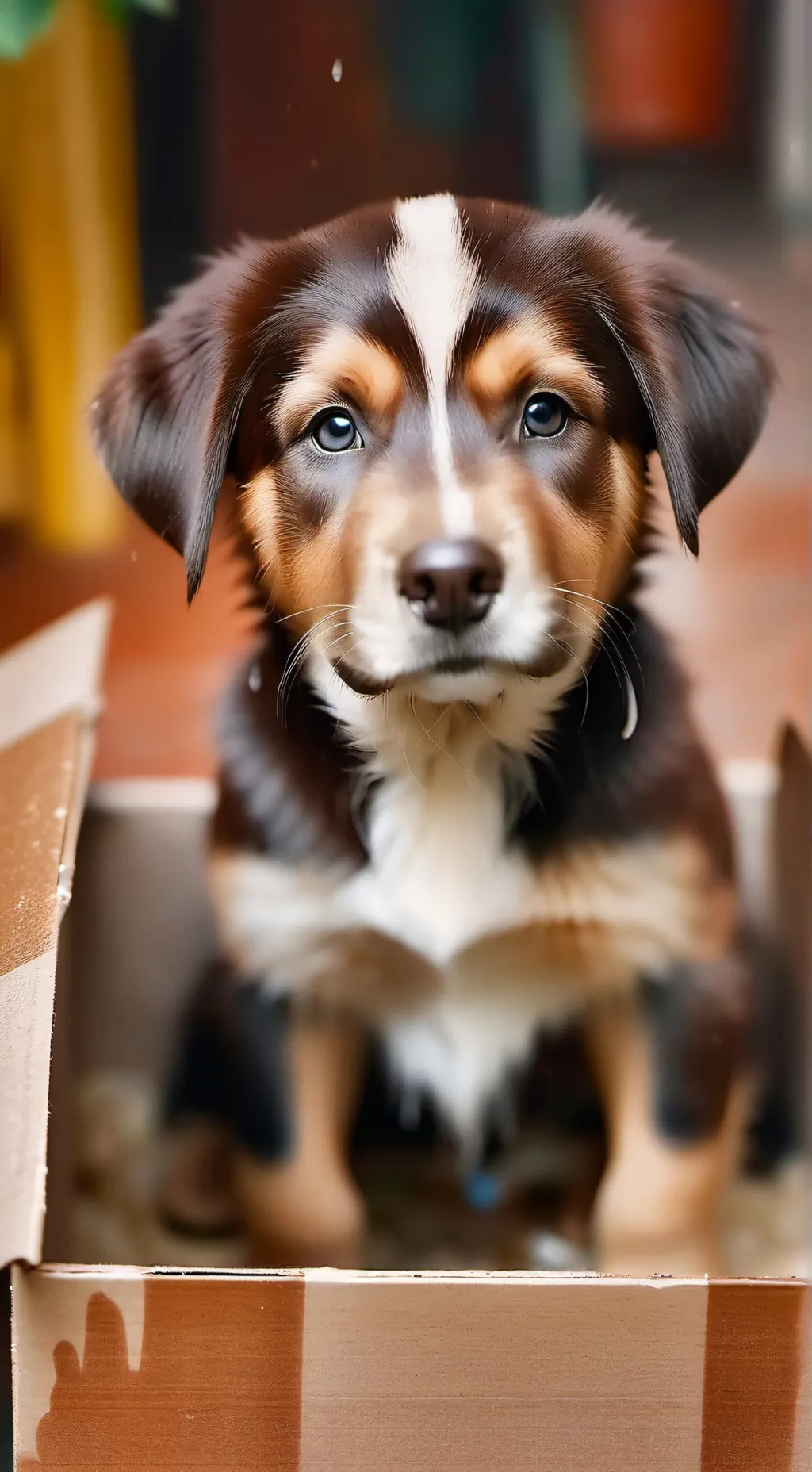 ai character: perrito abandonado background