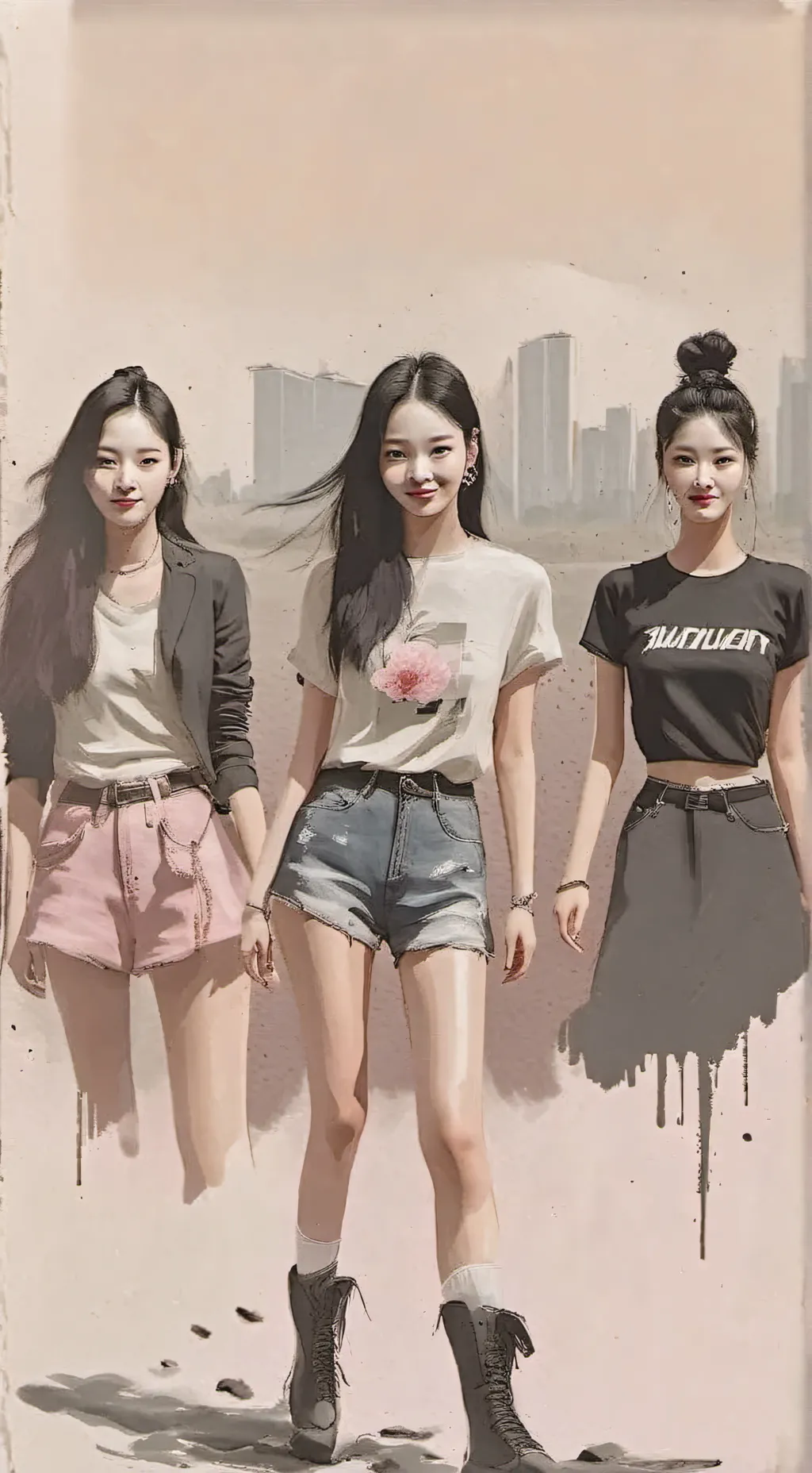 ai character: Black pink  background